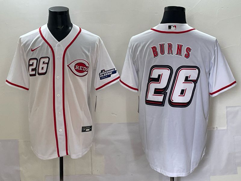 Men 2025 Cincinnati Reds #26 Burns White Nike MLB Jersey style 05->buffalo bills->NFL Jersey